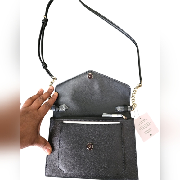 Kate Spade ♠️Flop Crossbody Black glitter fabric - Picture 2 of 4